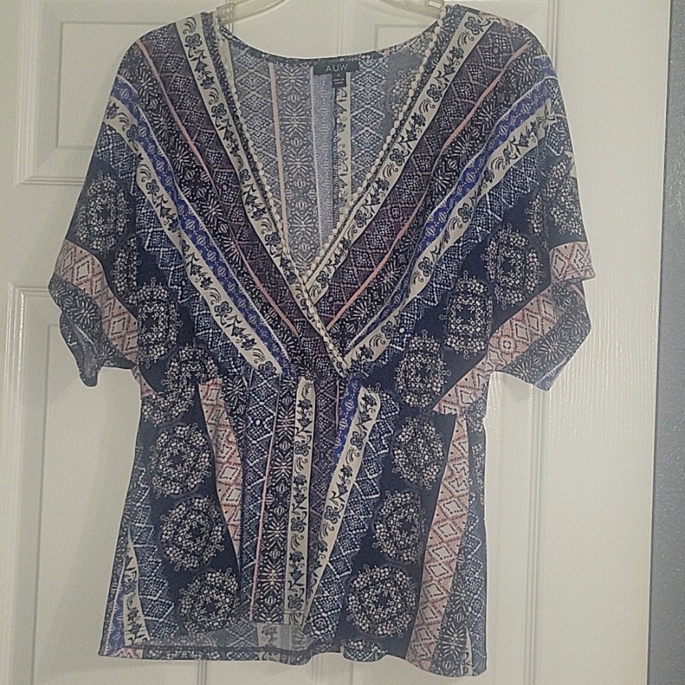 Multi pattern blouse